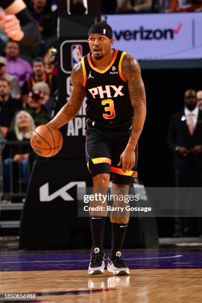 Bradley Beal of the Phoenix Suns handles the ball during the game against the New York Knicks on December 15, 2023 at Footprint Center in Phoenix,...