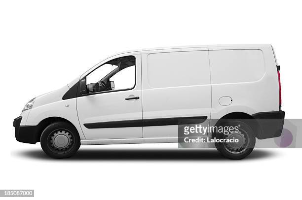 white transporter for branding - minivan stockfoto's en -beelden