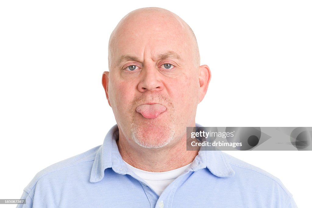Mature Man Sticks Out Tongue