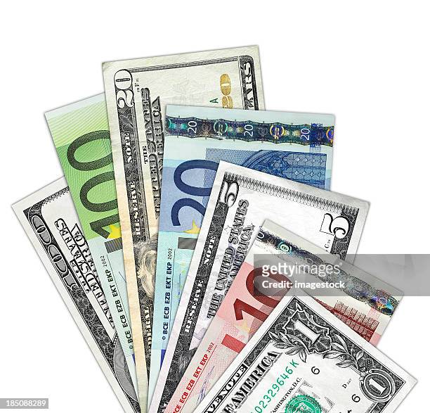währungen - währung euro freisteller stock-fotos und bilder