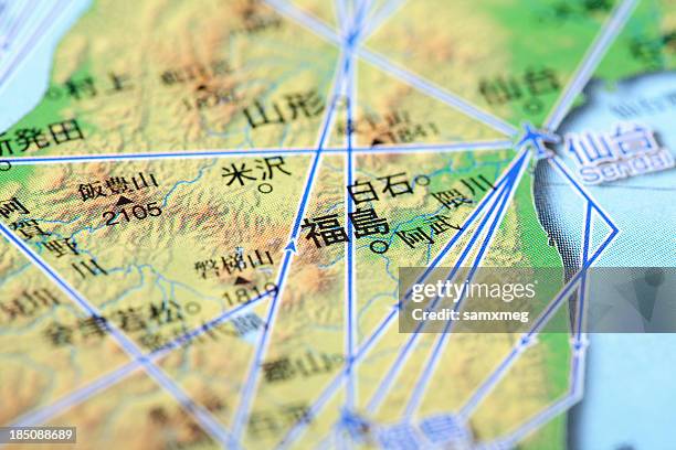 map of fukushima - fukushima prefecture stock pictures, royalty-free photos & images