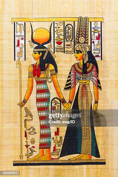 egyptian souvenir papyrus - isis stock illustrations