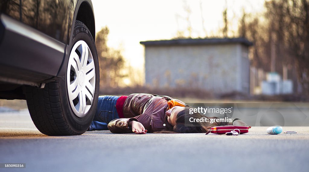 Injured pedestrian in a car accident
