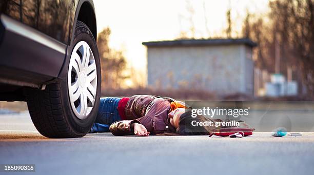 injured pedestrian in a car accident - disaster victim stock pictures, royalty-free photos & images