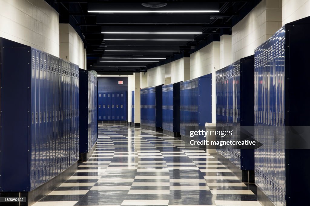 Empty School Hallway