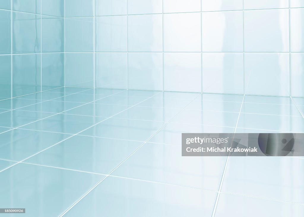 White tiles in bathroom