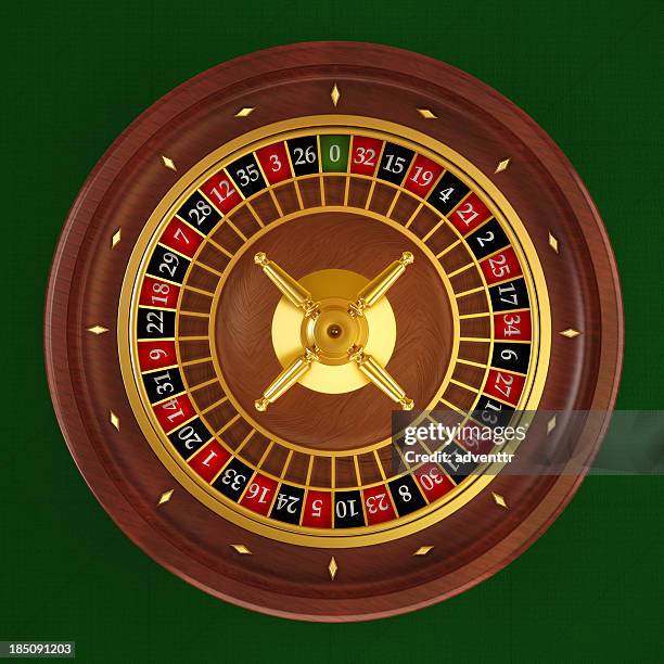 roulette wheel (top angle) - roulotte stock pictures, royalty-free photos & images