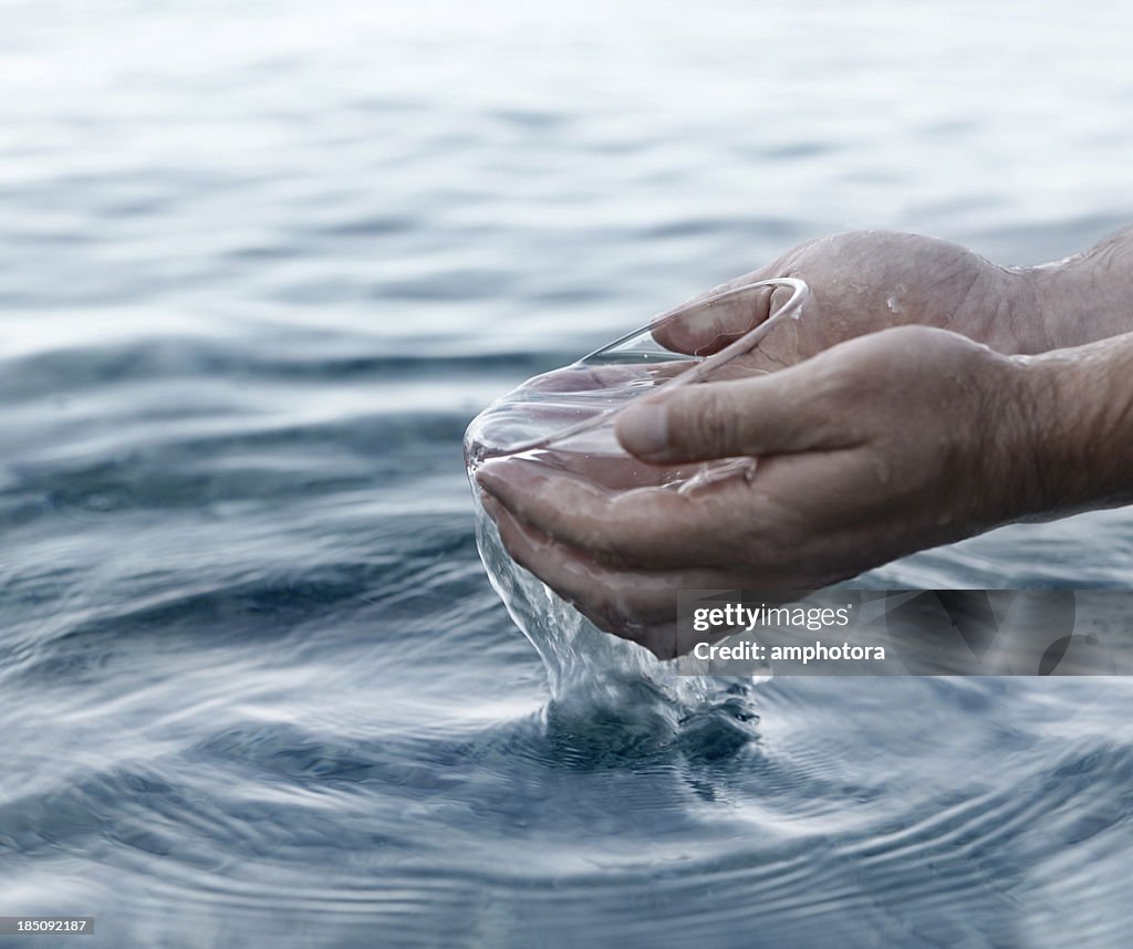 Hands and water