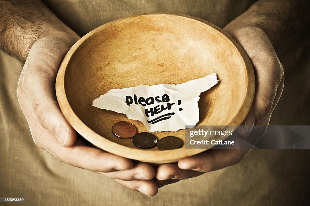 Implorando por comida ou dinheiro