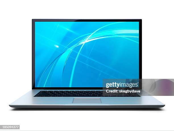 computador portátil frente aberta - figura para recortar imagens e fotografias de stock