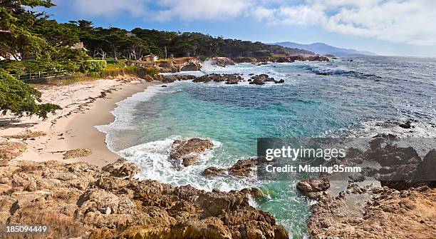 monterey bay coastline - pebble beach california stock pictures, royalty-free photos & images