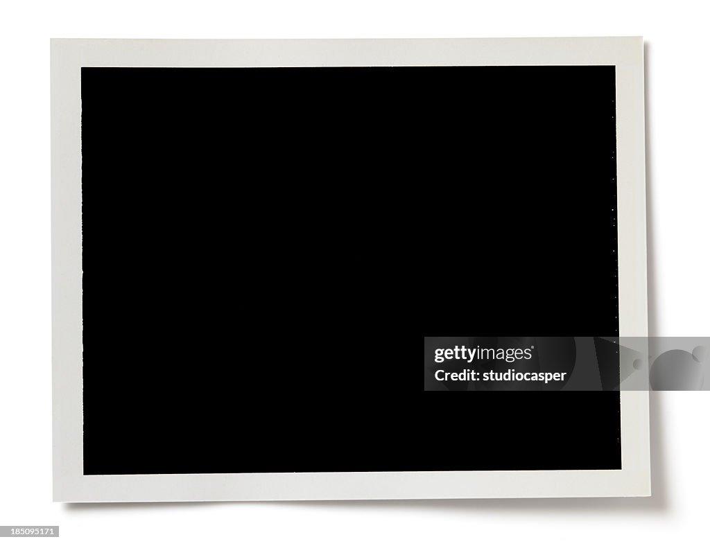 Blank black photo with a white border on white background