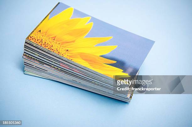 pilha de imagens com estampa colorida de primavera de girassol - printing out - fotografias e filmes do acervo