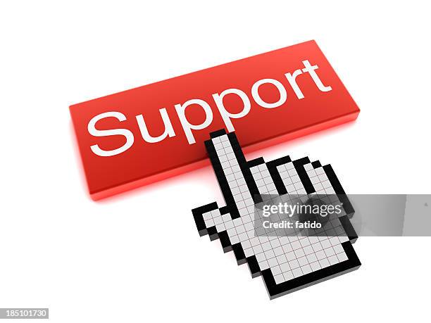 hand cursor on support button - it support icon stock pictures, royalty-free photos & images