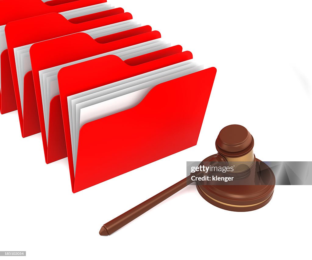 Red Folders with Gavel
