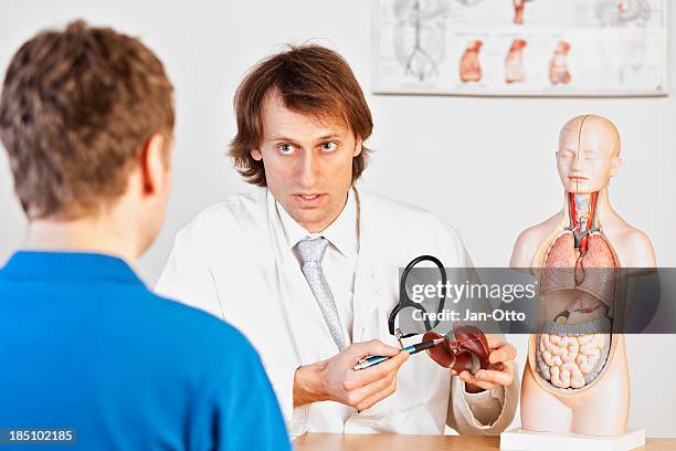 doctor explaining liver problems - human liver stock pictures, royalty-free photos & images