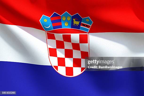 close up flag - croatia - croatia flag stockfoto's en -beelden