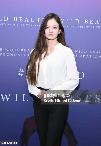 Actor Mackenzie Foy attends a Los Angeles FYC screening of "Wild Beauty: Mustang Spirit of the West" at WME Screening Room on December 12, 2023 in...