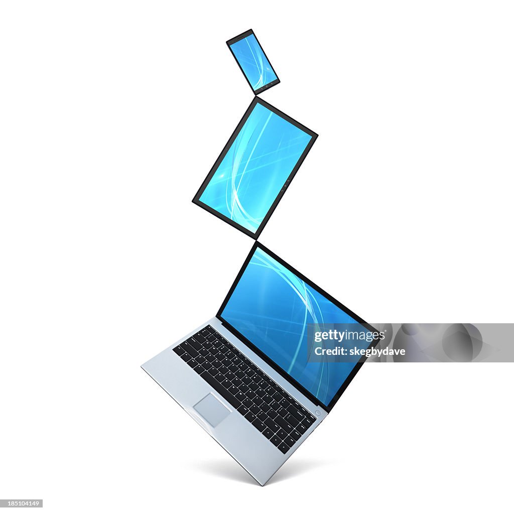 Technologie-Trio: Laptop, Smartphone, Tablet