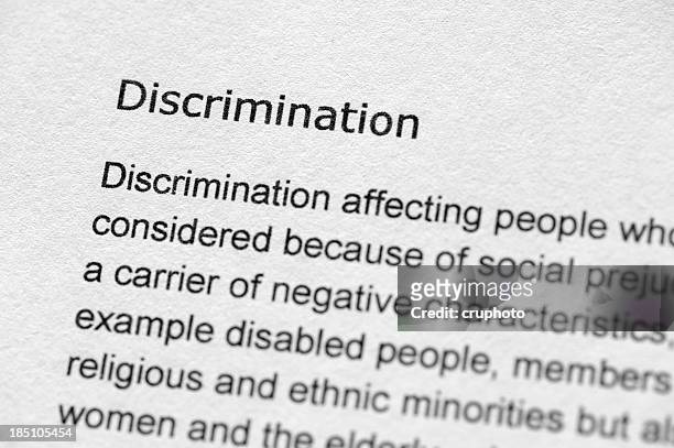 definition of the word discrimination - hate enskilt ord bildbanksfoton och bilder