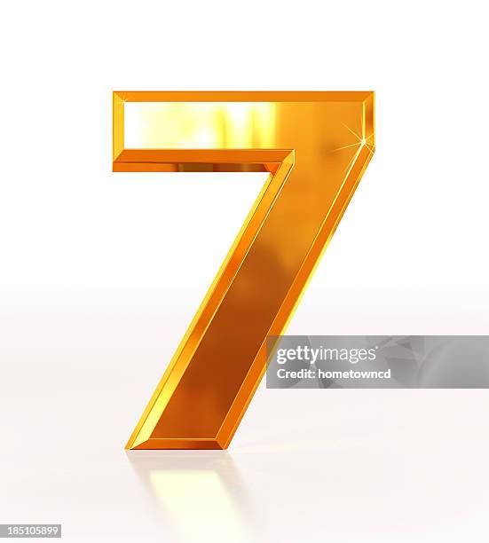 gold number 7 - number 7 stock pictures, royalty-free photos & images