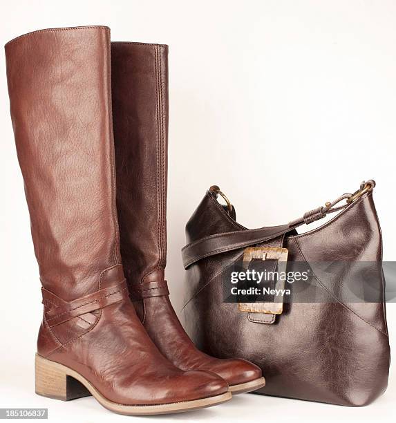 brown leather - leather boot stock pictures, royalty-free photos & images