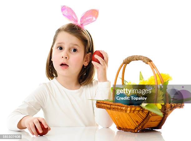 shaking egg - easter basket on white stock pictures, royalty-free photos & images