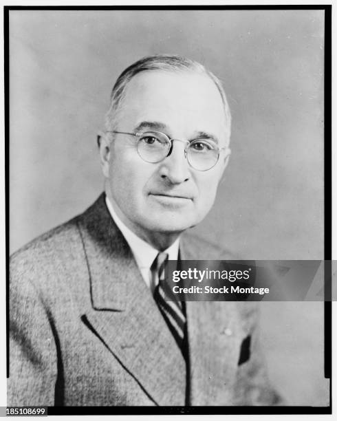 Portrait of American politician and US President Harry S Truman , June 27, 1945.