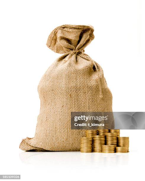 money bag - sack of gold coins stock pictures, royalty-free photos & images