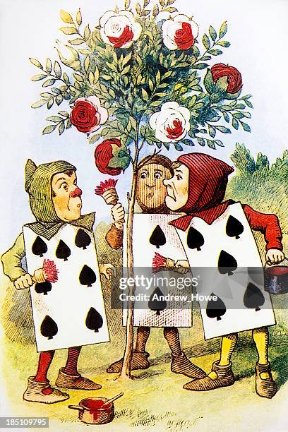 alice's adventures in wonderland - spades playing card stock illustrations