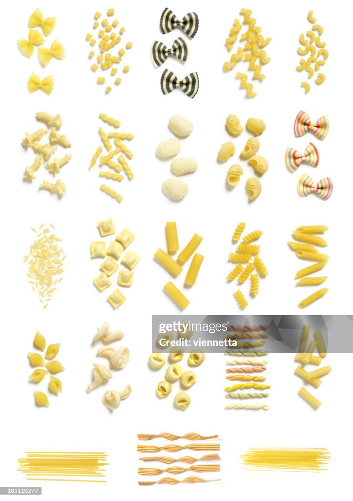 Pasta Collection on White Background