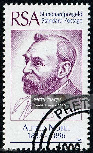 alfred nobel-briefmarke - alfred nobel stock-fotos und bilder