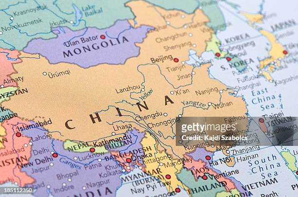 china map - china oost azië stockfoto's en -beelden