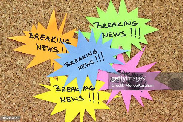 breaking news on bulletin board - important message stock pictures, royalty-free photos & images