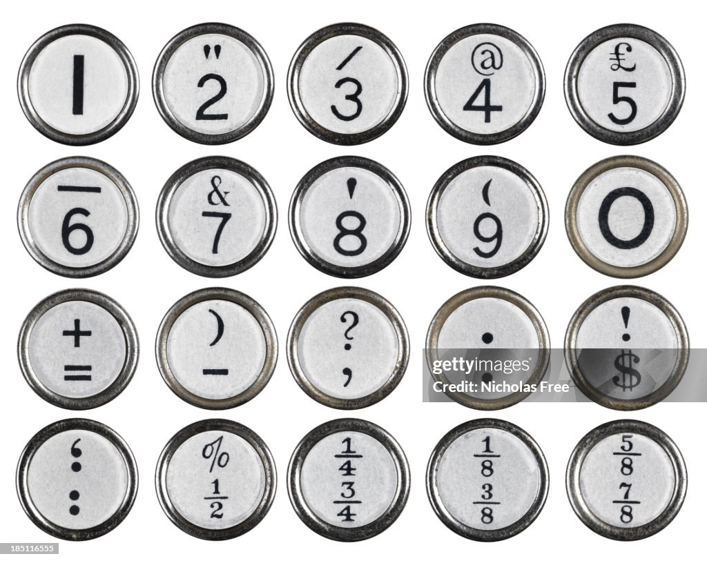 White Vintage Typewriter Number Keys