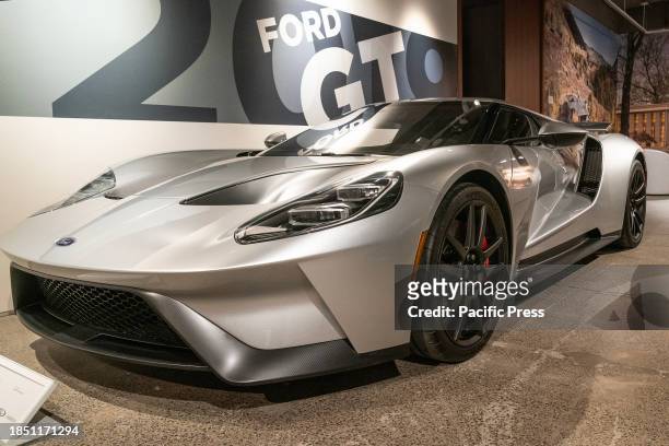Ford GT car seen during Sotheby's luxury sales press preview at auction house.