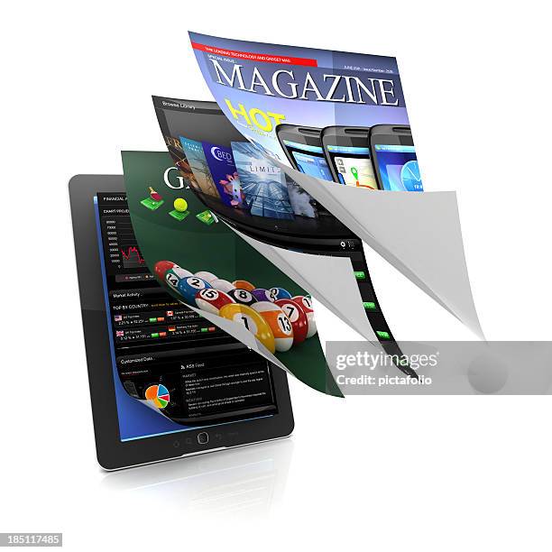 multitasking and usablity of tablet - digital publication stock pictures, royalty-free photos & images