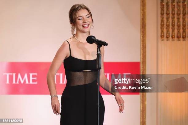 Claire Vlases speaks during A Year In TIME at The Plaza Hotel on December 12, 2023 in New York City.