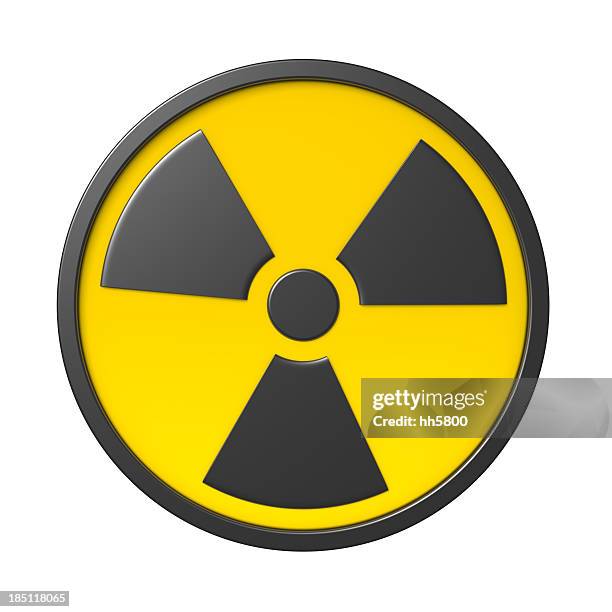 3 d symbole de rayonnement - radioactive warning symbol photos et images de collection