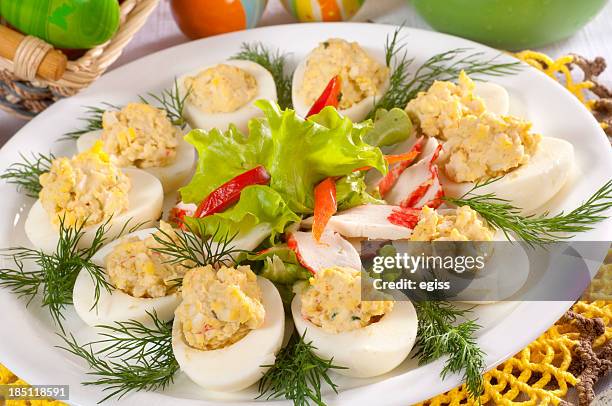 stuffed eggs - filling bildbanksfoton och bilder