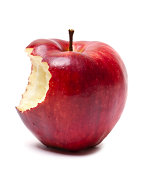 Red apple with bite