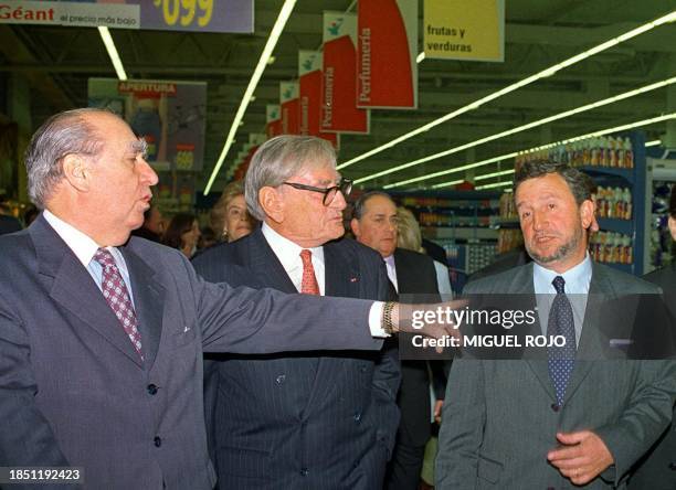 The President of Uruguay Julio Maria Saguinetti meets with the President of the Casino group of France, Antoine Guichard and with the President of...