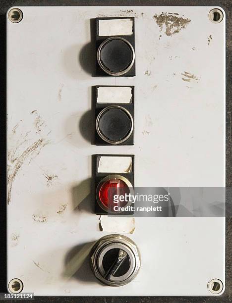 grungy old buttons / switches - panel stockfoto's en -beelden