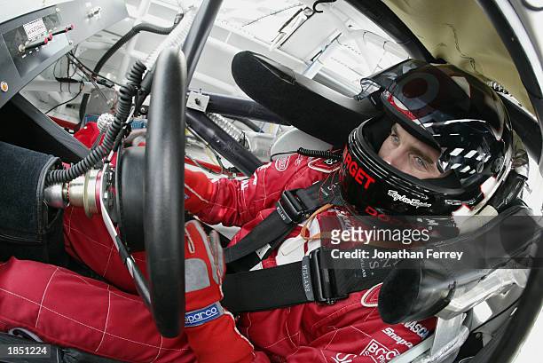 Casey Mears driver of the Target Chip Ganassi Racing Dodge Intrepid R/T during practice for the NASCAR Winston Cup Daytona 500 on February 14, 2003...