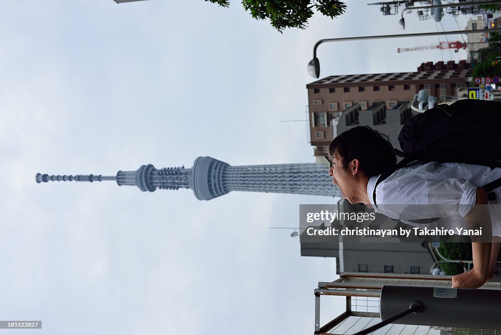 Man having Tokyo Skytree
