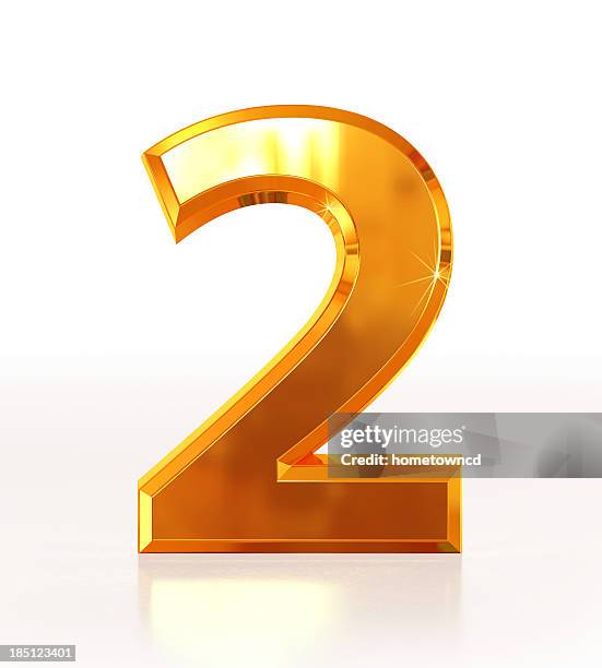 gold number 2 - second stock pictures, royalty-free photos & images