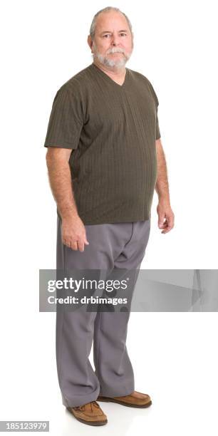 senior mann stehend - chubby men stock-fotos und bilder