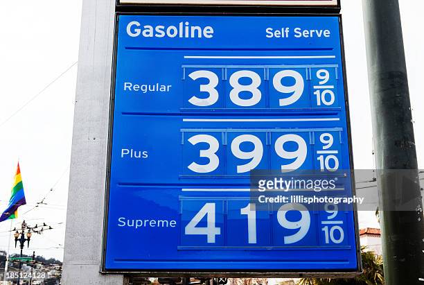 gas prices sign - high sticking stock pictures, royalty-free photos & images