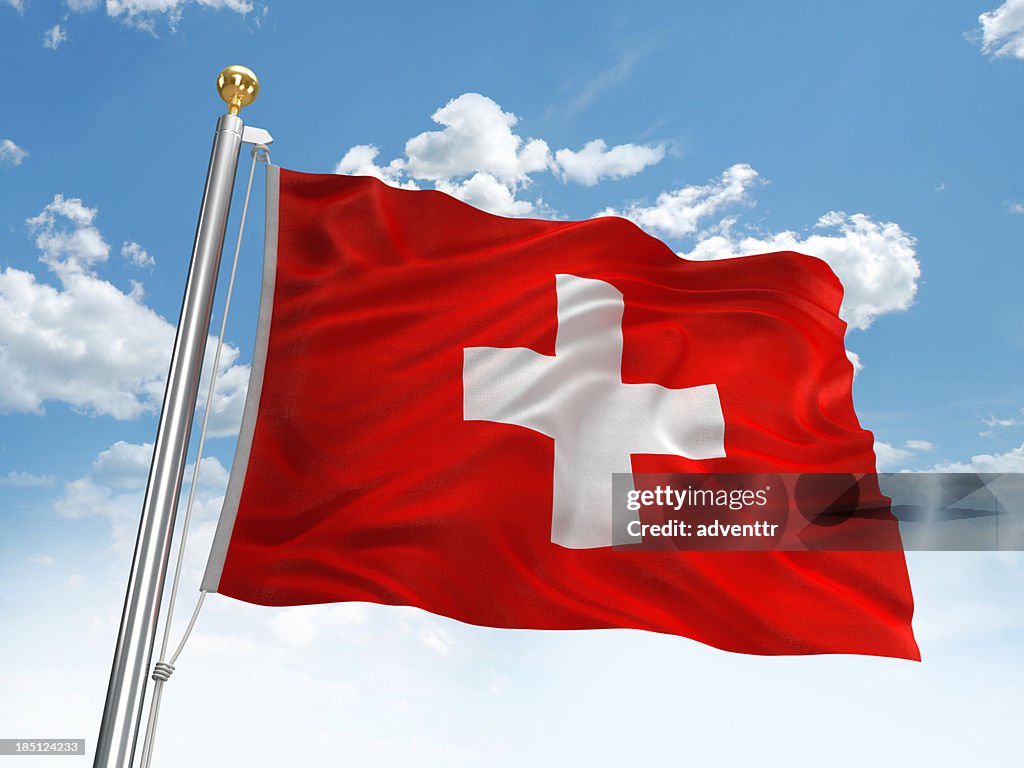 Waving Switzerland flag