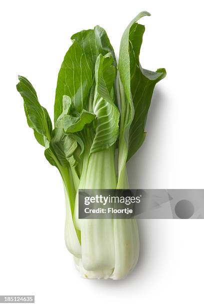 vegetables: bok choy isolated on white background - chinese cabbage stock pictures, royalty-free photos & images